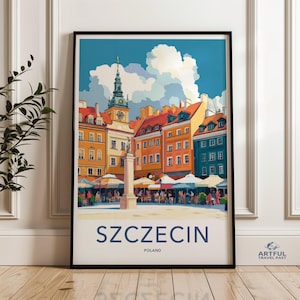Szczecin Poland Cityscape Wall Art, Colorful Architecture Print, Urban Landscape Poster, Home Decor, Travel Art, Gift for Travelers