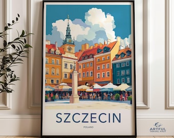 Szczecin Poland Cityscape Wall Art, Colorful Architecture Print, Urban Landscape Poster, Home Decor, Travel Art, Gift for Travelers