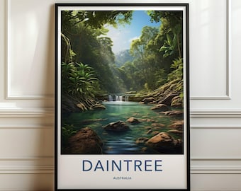 Daintree rainforest wall art print, Australia nature poster, landscape photography decor, waterfall scenery wall art