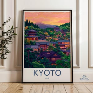 Kyoto Japan Wall Art, Japanese Cityscape Print, Colorful Sunset View, Scenic Landscape Poster, Travel Photography Decor