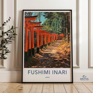 Fushimi Inari Shrine Japan Torii Gates Path Wall Art, Japanese Temple Print, Kyoto Travel Decor, Scenic Landscape Home Decor