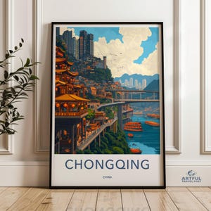 Chongqing China Wall Art, Cityscape Poster, Asian Travel Print, Oriental Architecture, Modern Skyline Art, Unique Home Decor, Landmark View