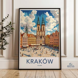 Kraków Poland Wall Art, Old Town Square Print, Historic Cityscape Poster, European Travel Decor, Vintage Style Artwork for Home