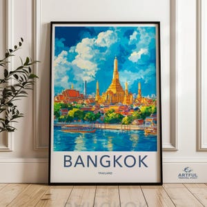 Bangkok Wall Art, Thailand Cityscape Print, Colorful Bangkok Painting, Asian City Artwork, Travel Poster, Bangkok Decor, Home Decor