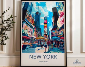 New York City Wand Kunst Druck, Times Square Poster, New York Skyline Dekor, Bunte Reise Kunstwerk, NYC Urban Landschaft