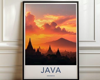Java Wall Art Print, Indonesia Travel Poster, Java Island Art, Java Souvenir, Java Decor, Indonesia Wall Decor, Travel Wall Art
