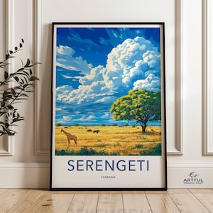 Serengeti Wall Art, Tanzania Landscape Print, Safari Decor, African Scenery Poster, Nature Art for Living Room, Wildlife Photography