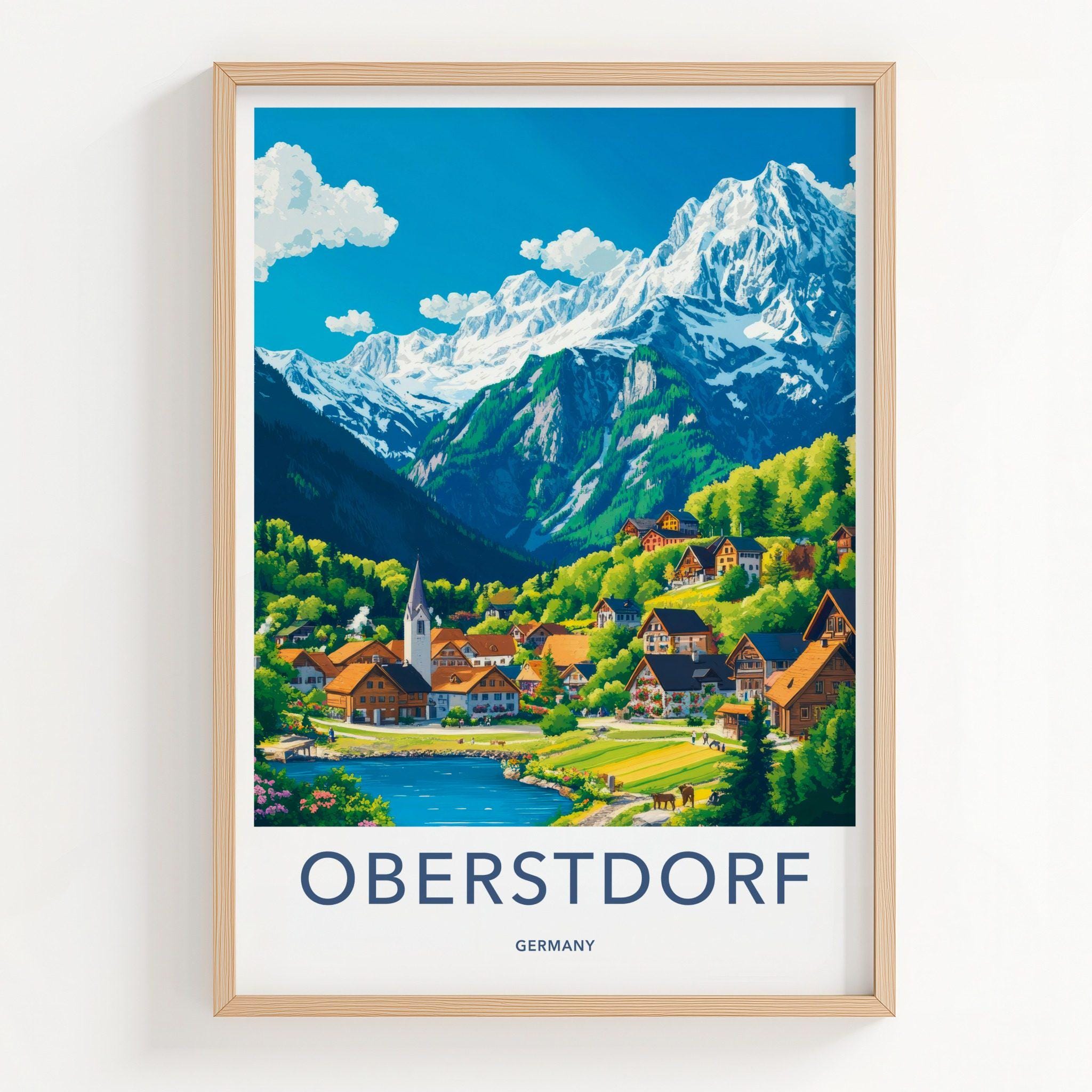 Scenic Oberstdorf Germany Poster, Beautiful Alpine Wall Art