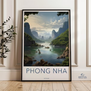Phong Nha Wall Art, Vietnam Scenic Landscape Poster, Southeast Asia Travel Decor, Nature Print, UNESCO Heritage Site, Mountain Artwork