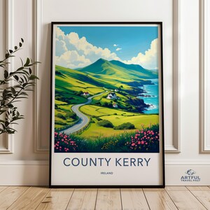County Kerry Poster, Scenic Ireland Wall Art, Travel Print for Bedroom, Irish Landscape Decoration, European Country Decor