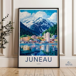 Juneau Alaska Wall Art, Scenic City Print, Mountain Landscape Poster, Coastal Art Decor, Travel Souvenir Print, Home Office Decor