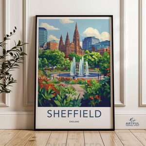 Sheffield Cityscape Wall Art Print, Vibrant Sheffield Artwork for Home Decor, England Poster Print, Sheffield City View