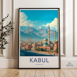 Kabul Afghanistan Travel Poster, Vintage Kabul Wall Art, Kabul Cityscape Print, Retro Afghanistan Decor, Kabul Tourism Artwork