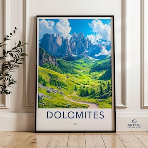 Dolomites Italy Wall Art, Mountain Landscape Print, Scenic Italian Alps, Hiking Trail Artwork, Nature Photography, Travel Poster, Home Decor
