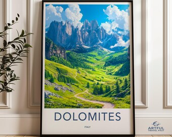 Dolomites Italy Wall Art, Mountain Landscape Print, Scenic Italian Alps, Hiking Trail Artwork, Nature Photography, Travel Poster, Home Decor