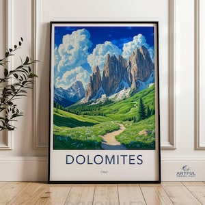 Dolomites Wall Art, Italy Scenery Print, Mountain Landscape, Hiking Trail Art, Nature Photography, Travel Poster, Italian Alps Artwork
