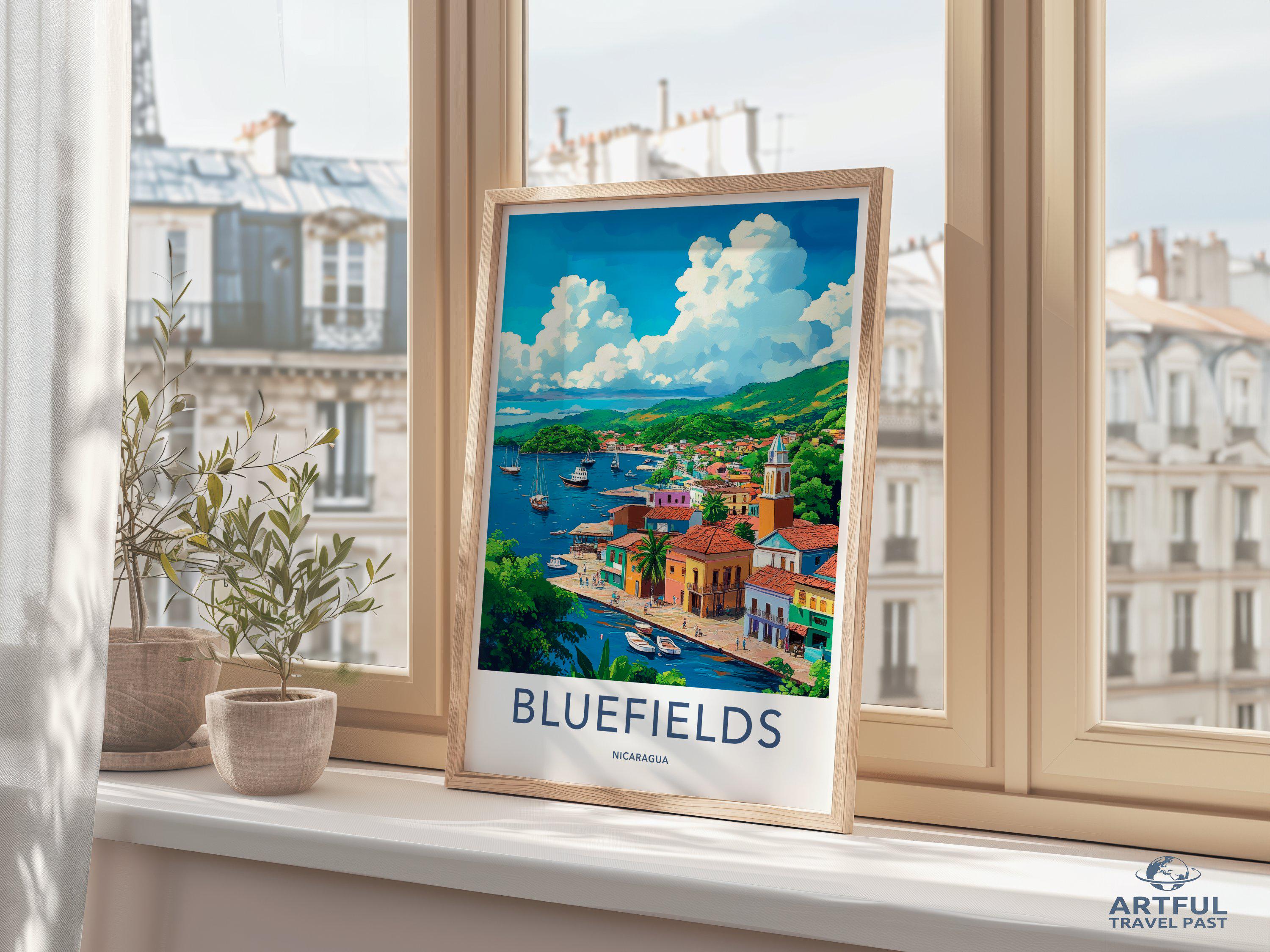 Bluefields Nicaragua Wall Art, Coastal Town Poster, Caribbean
