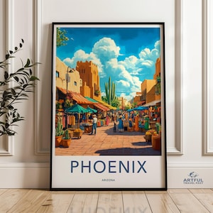 Phoenix Arizona Wall Art, Desert Scene Print, Southwestern Decor, Cityscape Painting, Travel Poster, Souvenir Gift, Home Decor, Wall Art