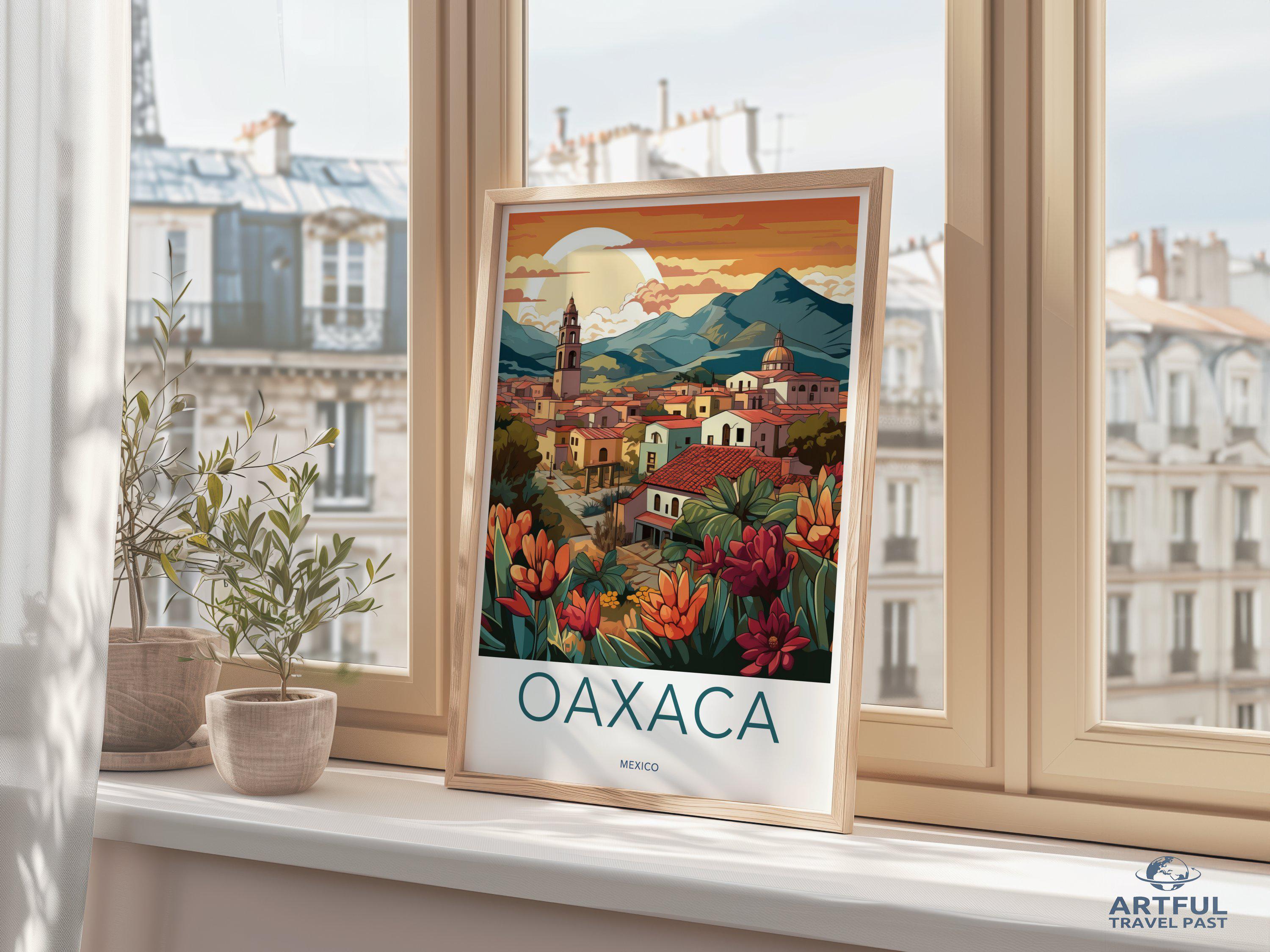 Oaxaca Mexico Wall Art, Vibrant Cityscape Print, Colorful Travel