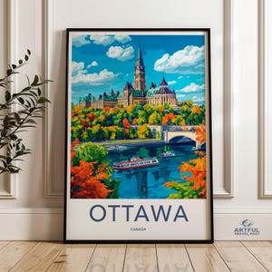 Ottawa wall art, colorful cityscape print, Canada illustration poster, vibrant landscape artwork, travel decor, home decoration