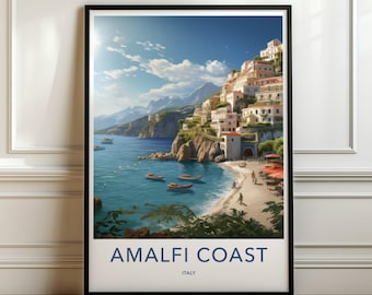 Amalfi Coast Wall Art, Coastal Italy Print, Mediterranean Home Decor, Italian Seaside Poster, Beach House Wall Art, Travel Print