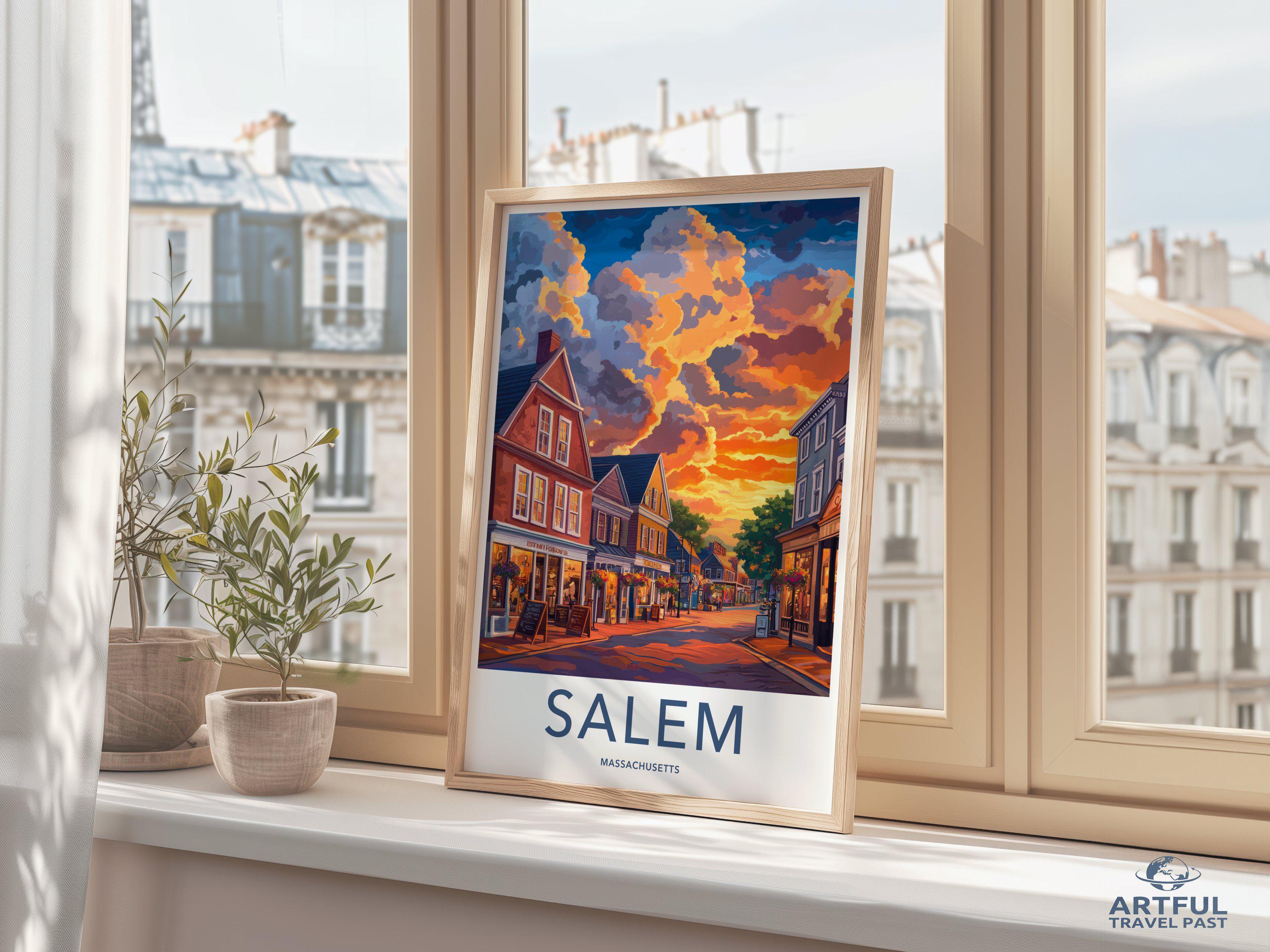 Salem Massachusetts Wall Art, Vintage Inspired Street Scene