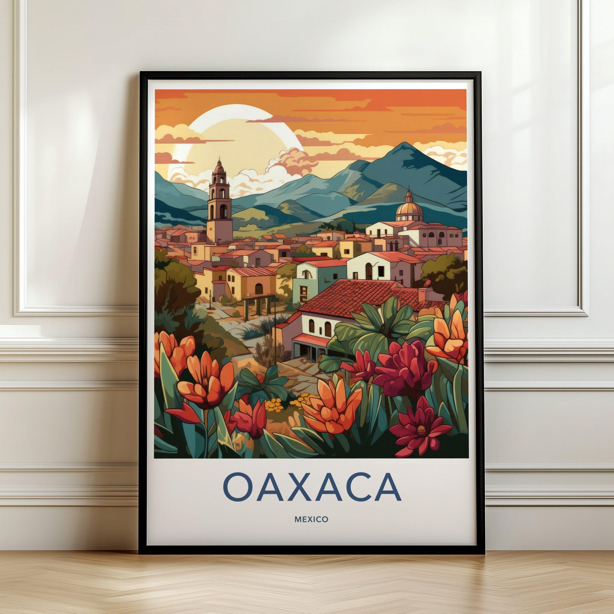 Oaxaca Mexico Wall Art, Vibrant Cityscape Print, Colorful Travel