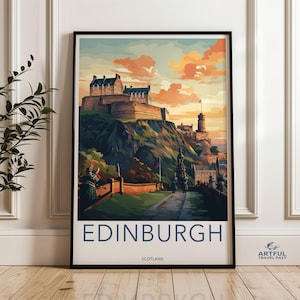 Edinburgh Castle, Scotland Wall Art, Scottish Landmark Illustration, Historic Edinburgh Print, Travel Poster, Home Decor, Gift Idea