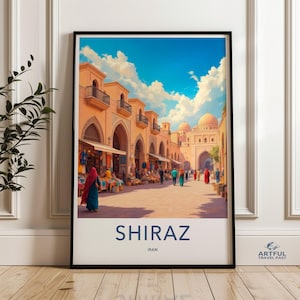 Shiraz Iran Wall Art Poster, Vintage Cityscape Print, Travel Inspired Home Decor, Iran Architecture Artwork, Gift for Travelers