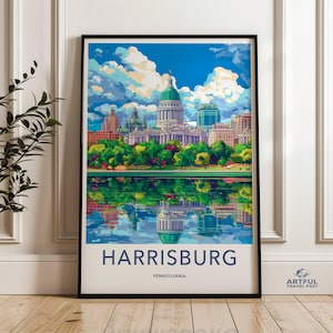 Harrisburg Pennsylvania Poster, Harrisburg Skyline Art, Cityscape Wall Art, Harrisburg Print, Pennsylvania Decor, City Wall Art