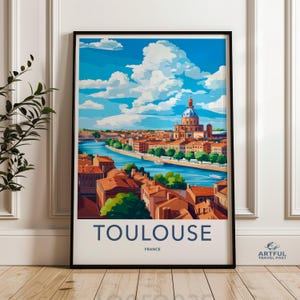 Toulouse France Scenic View Wall Art, Vibrant Cityscape Print, Travel Poster, River and Architecture Artwork, European City Decor