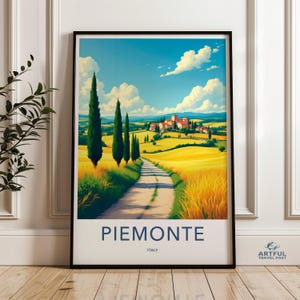 Italy travel poster, Piemonte wall art, travel print Italy decor, vintage Italy poster, Italian landscape art print, retro travel decor