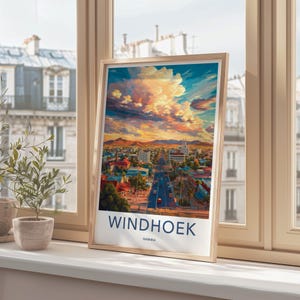 Windhoek Namibia Wall Art, Cityscape Print, Sunset Urban Decor, Colorful Landscape Poster, Home Office Decor, Namibia Travel Gift image 4