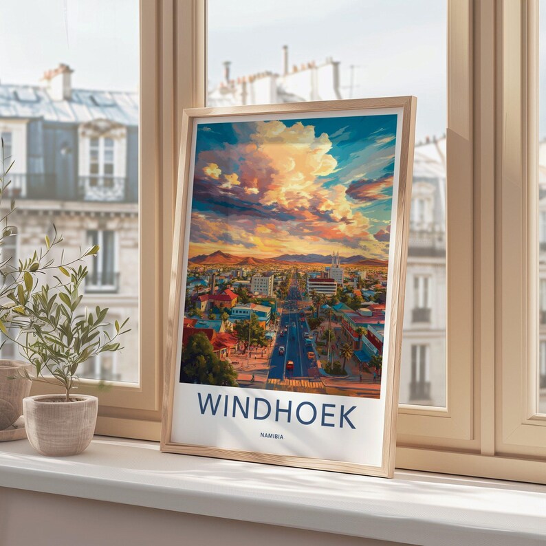Windhoek Namibia Wall Art, Cityscape Print, Sunset Urban Decor, Colorful Landscape Poster, Home Office Decor, Namibia Travel Gift image 4