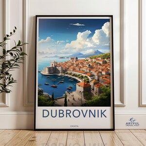 Dubrovnik Framed Poster, Coastal City Wall Art, Historic Croatian Poster, Mediterranean Landscape Print, Architectural Wonders
