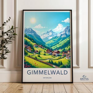 Gimmelwald Wall Art, Switzerland Mountain Village Poster, Travel Themed Decor, Alpine Landscape Print, Nature Photography