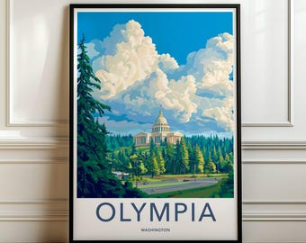 Olympia Washington Wall Art, Olympia Cityscape Print, State Capitol Artwork, Nature Landscape Poster, Scenic Olympia Decor