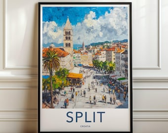 Split Wall Art, Croatia Print, Travel Poster, Cityscape Artwork, European City Decor, Landscape Painting, Living Room Decoration