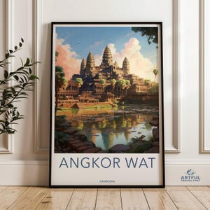 Angkor Wat Wall Art Print, Cambodia Landmark Poster, Stunning Angkor Wat Decor, Cambodian Temple Art, Travel Destination Wall Art
