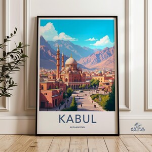 Vintage Kabul Poster, Afghanistan Wall Art, Travel Decor Print, Kabul Cityscape Illustration, Home Office Decor, Kabul Print