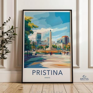 Pristina Kosova Wand-Kunst-Druck, Kosov-Reise-Plakat, Stadtbild Kunstwerk, Wohnkultur, Moderne Wandkunst, Reise-Andenken