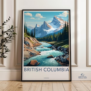 British Columbia Wall Art Decor, Mountain Landscape Print, Scenic Poster, Nature Artwork, Canadian Rockies, Modern Home Decoration