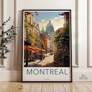 Impresión de arte mural de Montreal, póster vintage, escena callejera del antiguo Montreal, paisaje urbano de Montreal, hermosa decoración de pared para el hogar, idea de regalo