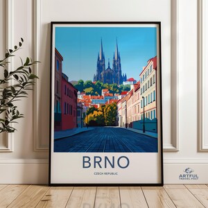Brno Czech Republic Wall Art, Cityscape Poster, Travel Print, Skyline Art, Home Decor, Living Room Decoration