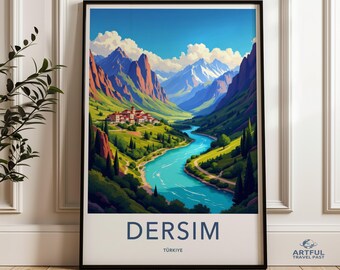 Art mural Dersim Turkiye, impression paysage de rivière de montagne, affiche de paysage de dinde, décoration d'intérieur nature, idée cadeau voyage, tableau couleurs vives