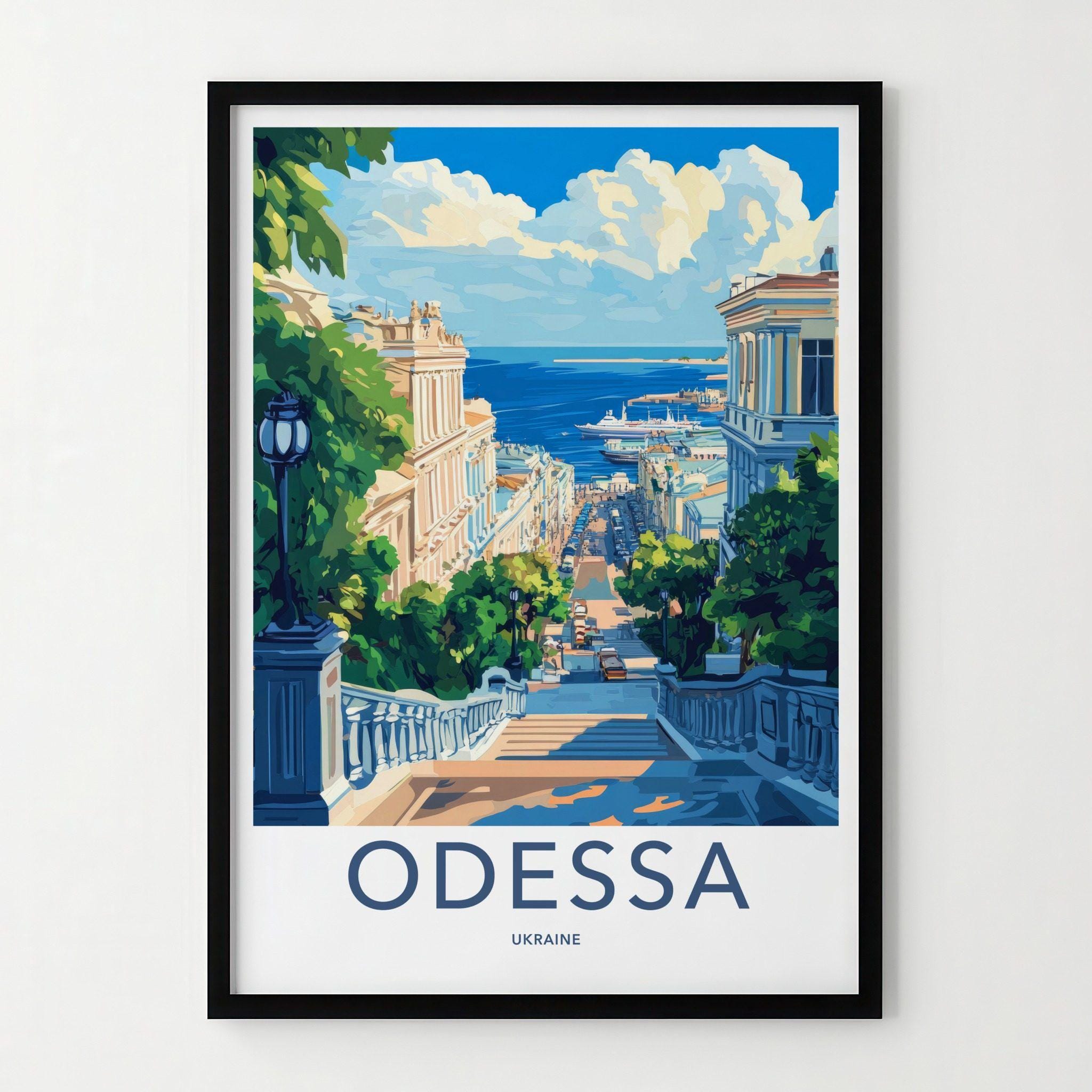 Odessa Ukraine Wall Art Print, Vintage Cityscape Poster, Travel