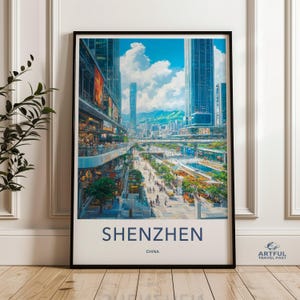 Shenzhen China Wall Art, Cityscape Print, Asian City Art, Urban Landscape, Modern Decor, Travel Poster, Office Art, Skyline Wall Art