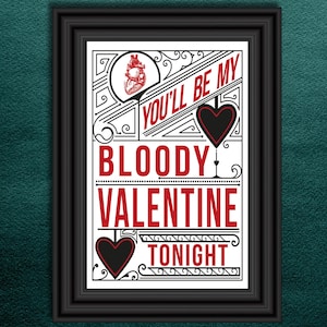 Bloody Valentine by MGK Lyrics Digital Art Print | Printable | Instant Download | Gift for home | Emo, Goth, Alt, Pop Punk, Vintage, Rock