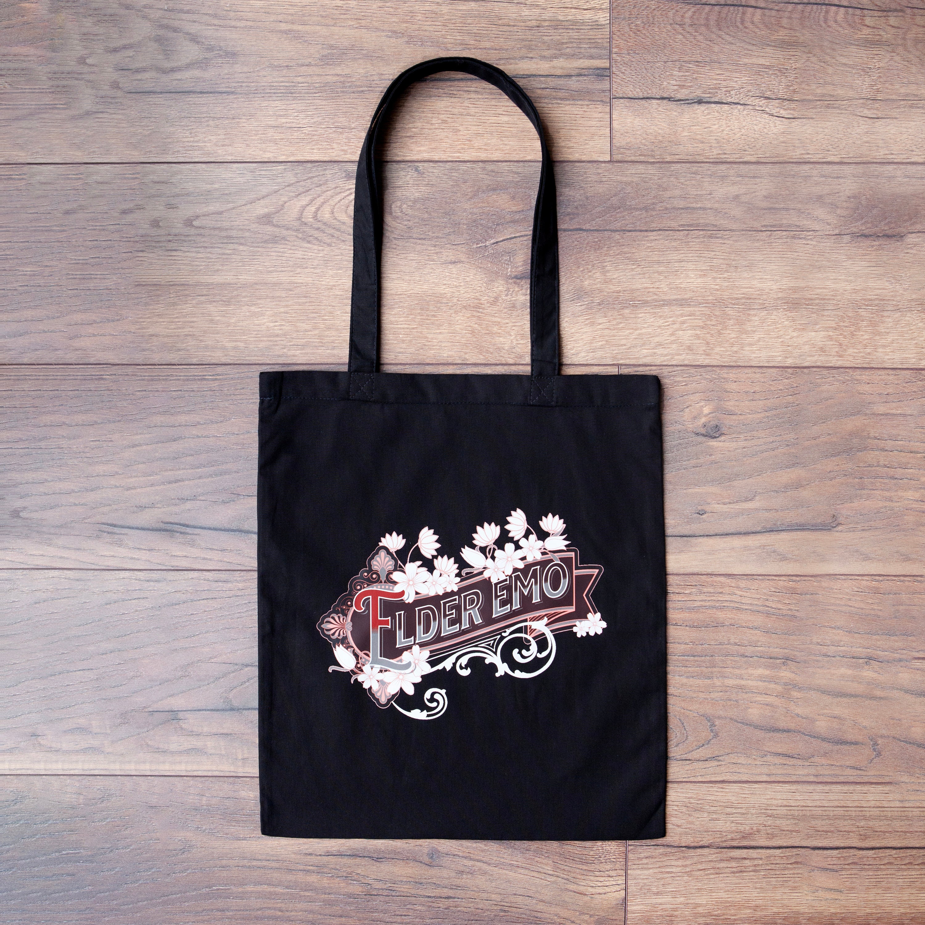 Elder Emo Black Tote Bag | Reuseable Shopper | Shoulder Bag  display picture 3