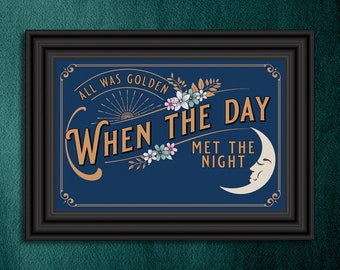 Day Met The Night by Panic At The Disco Lyrics Digital Art Print | Printable | Instant Download | Gift for home | Emo, Goth, Alt, Pop Punk
